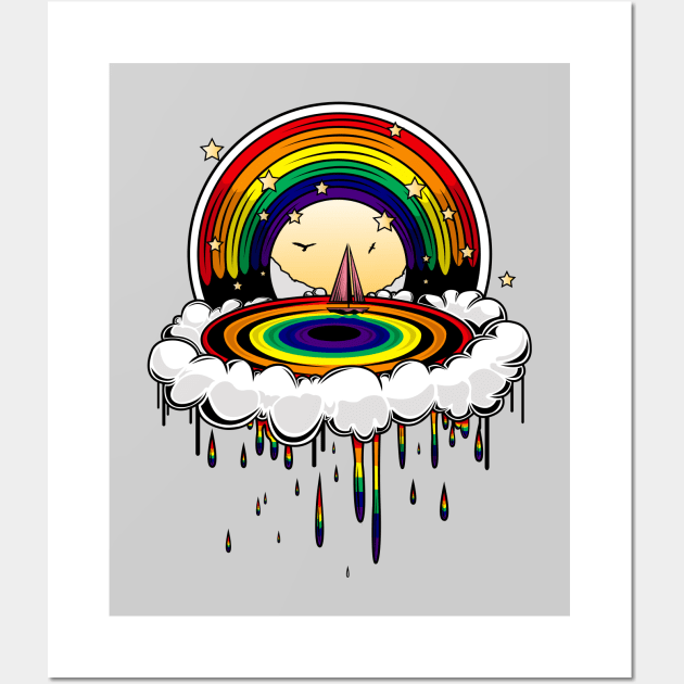 Rainbow Rain Wall Art by adamzworld